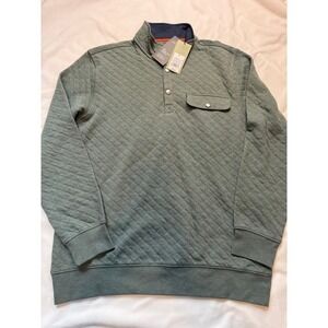 Goodfellow & Co Mens Quilted 1/4 Snap Pullover Sweatshirt Green Medium NEW